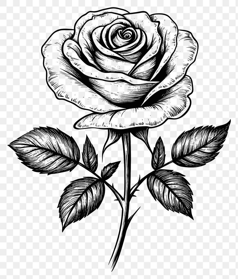 PNG Rose art illustration drawing.