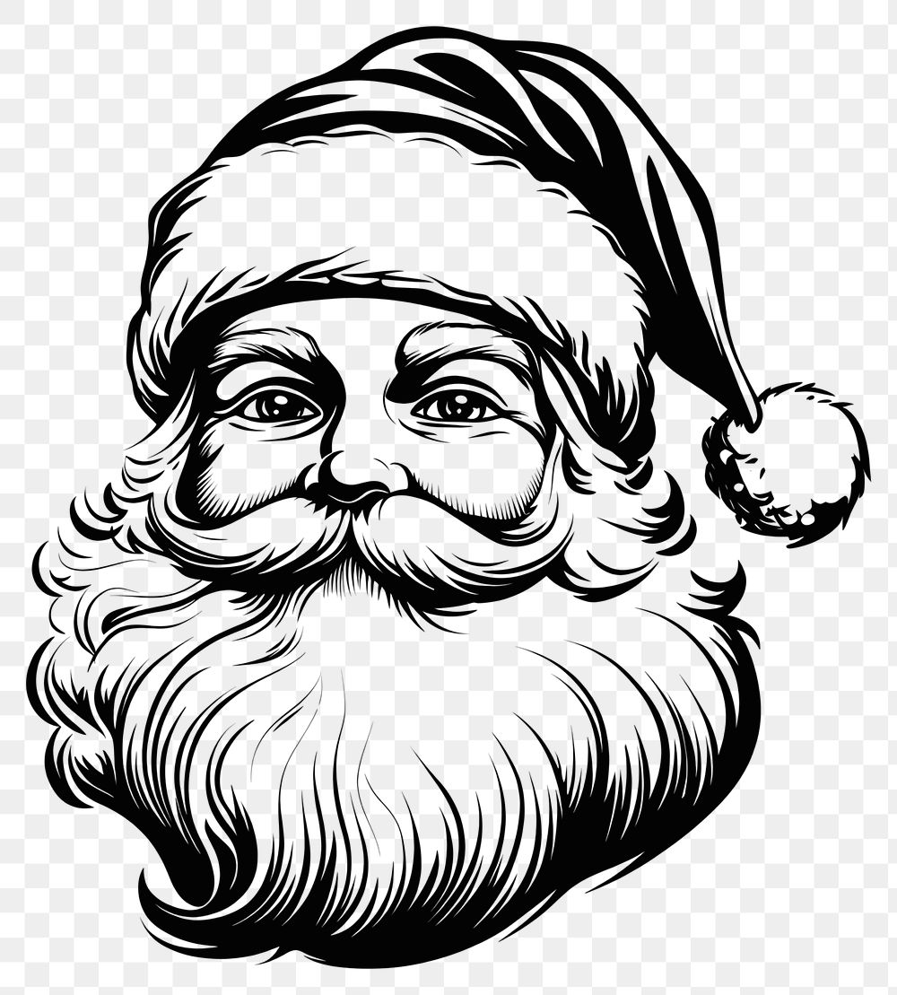 PNG Santa illustration drawing black.