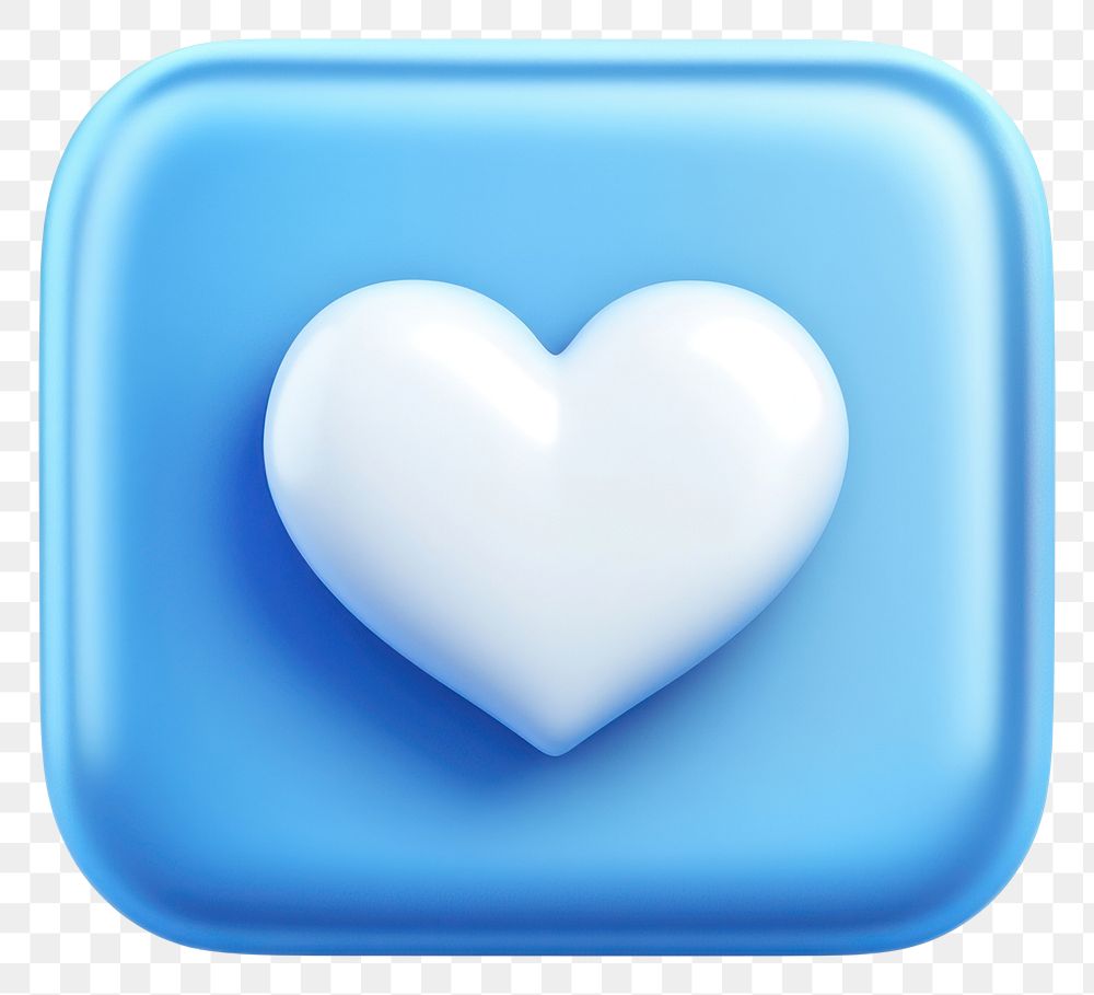 PNG 3D-rendered blue social media heart symbol modern.