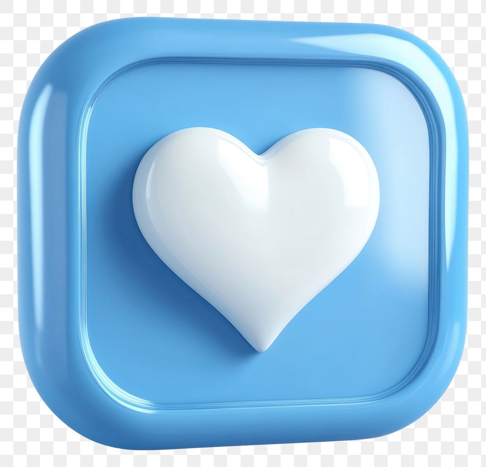 PNG 3D-rendered blue social media symbol design heart.