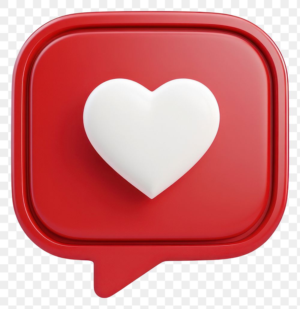 PNG 3D-rendered red social media heart notification symbol.