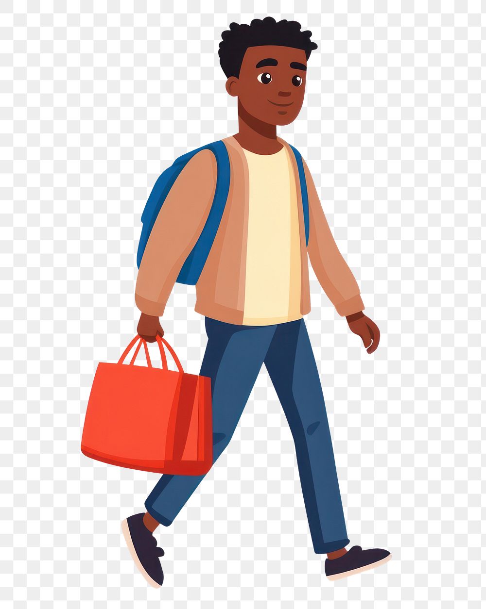 PNG Man grocery shopping illustration walking person.