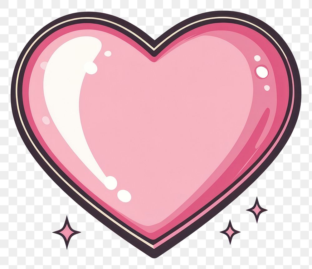 PNG Pink heart icon illustration cartoon glossy.