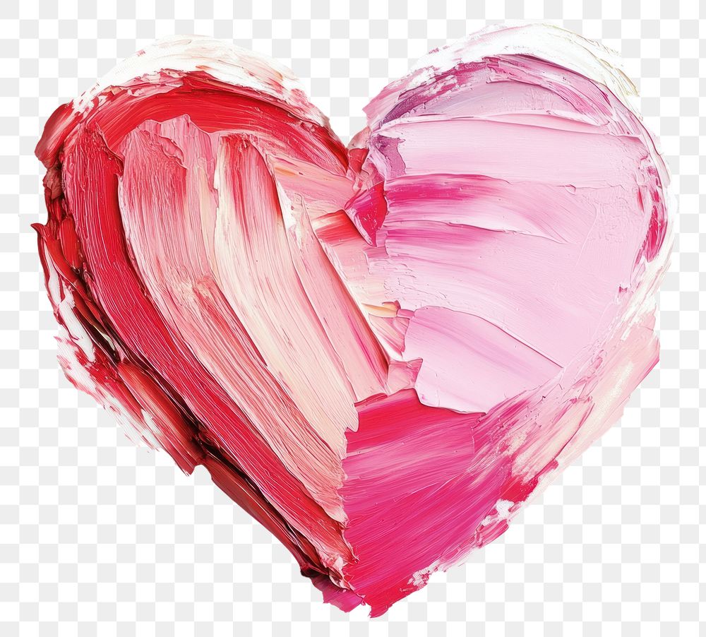 PNG Heart painting pink oil.