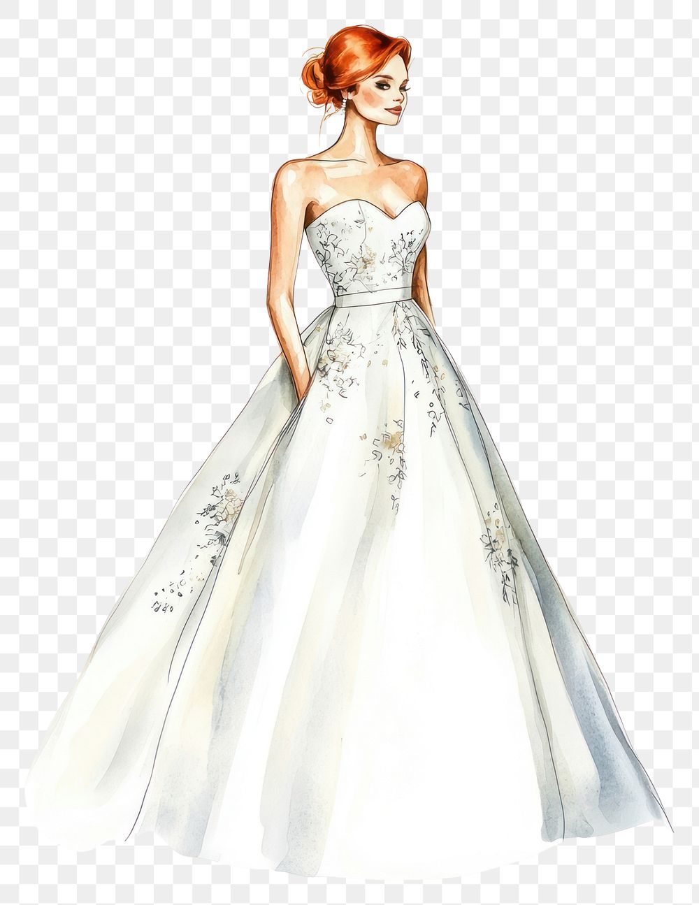 PNG Wedding dress fashion illustration gown.