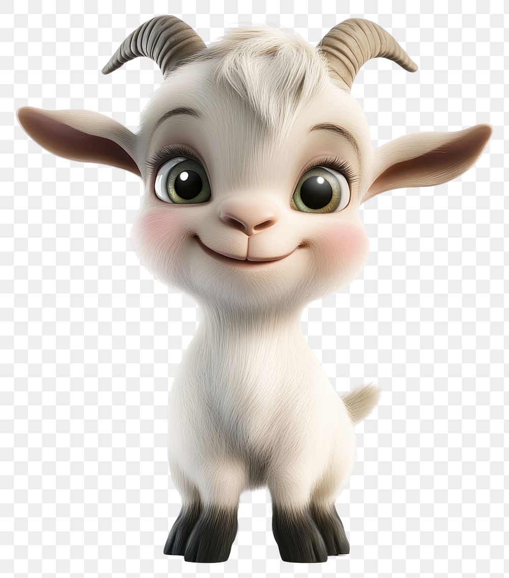 PNG Cartoon White background Baby Goat illustration.