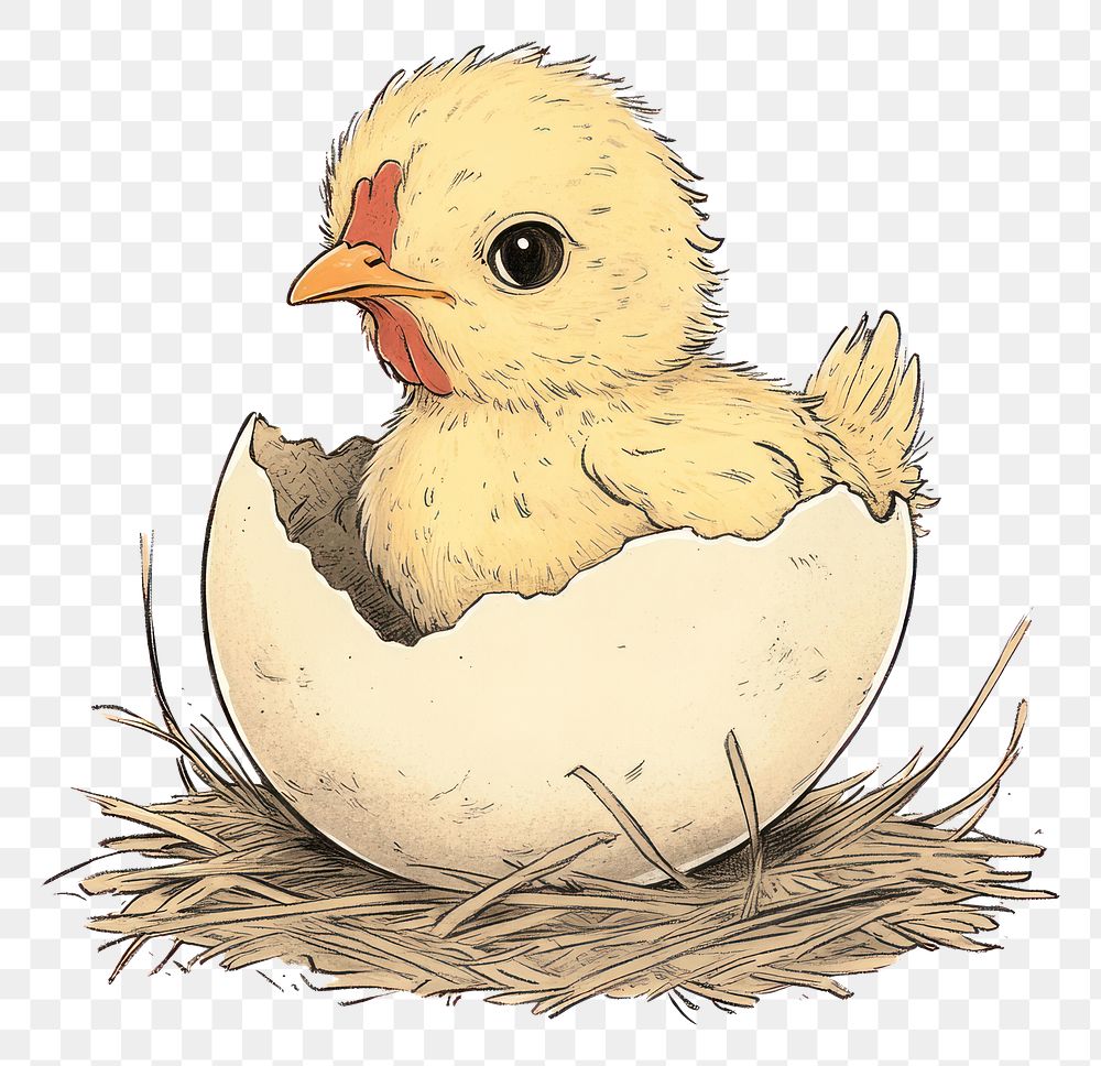 PNG Chicken hatching from an egg animal adorable poultry.