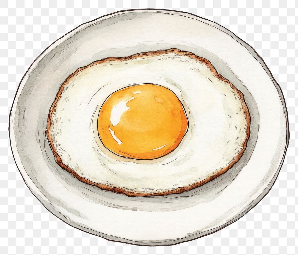 PNG Egg sunny side up on plate illustration white food.