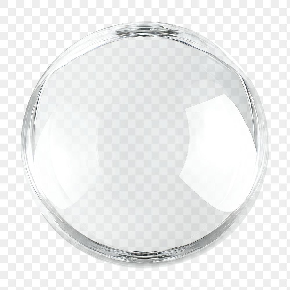 PNG Spherical glass transparent lighting bowl.