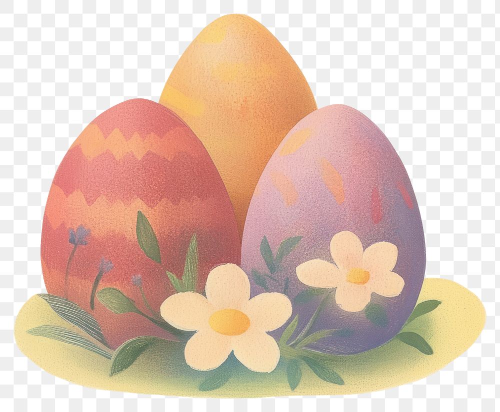 PNG Cute floral easter eggs illustration spring colors.