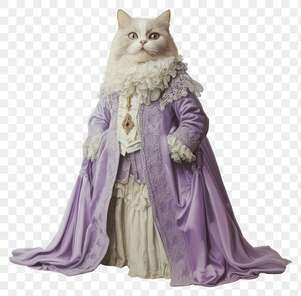 PNG Persian cat costume wearing Rococo style outfit clothing animal dress.