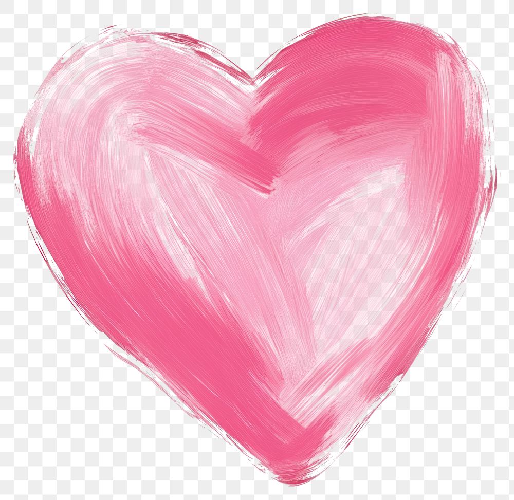 PNG A pink heart painted with brush strokes brushstroke valentine romantic.