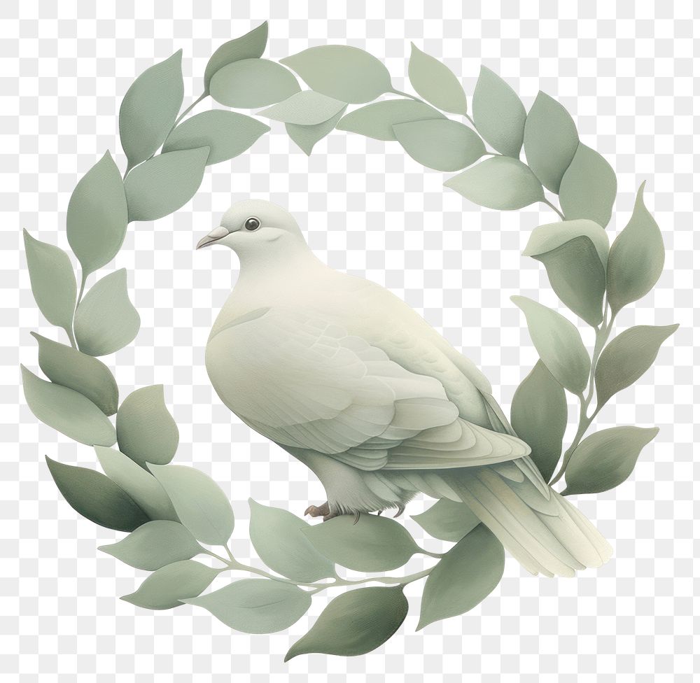 PNG Vintage frame dove illustration white.