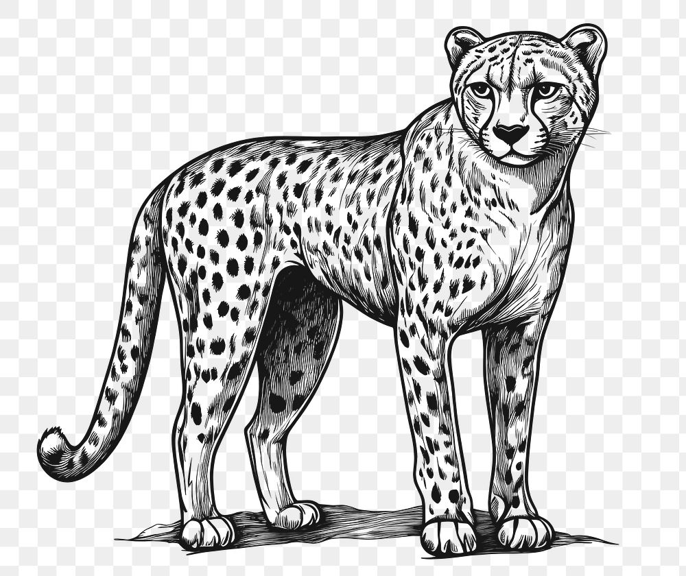 PNG Cheetah art wildlife drawing.