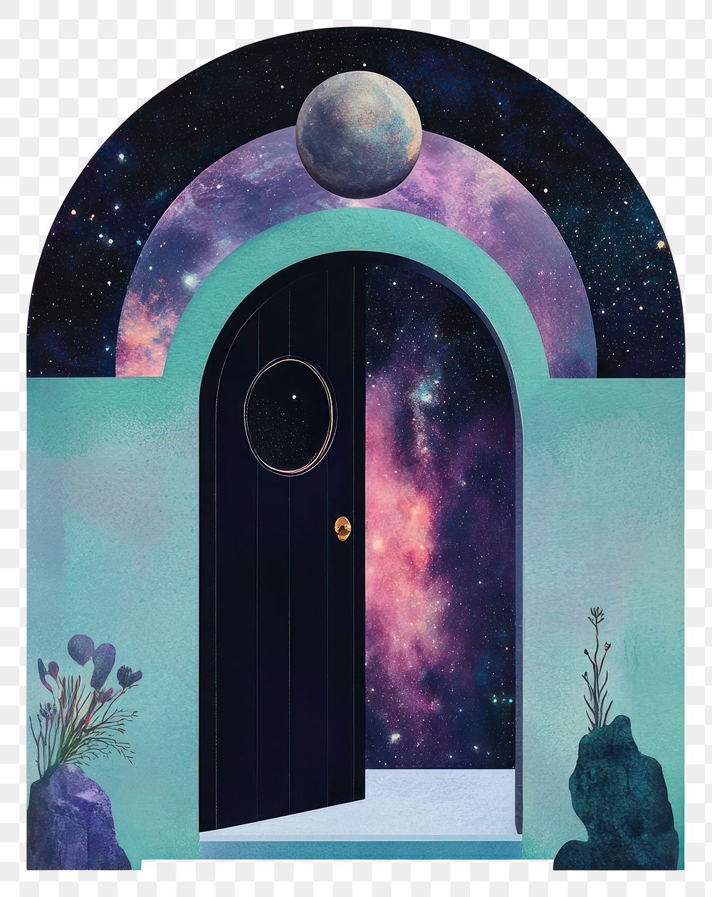 PNG Door illustration galaxy art.