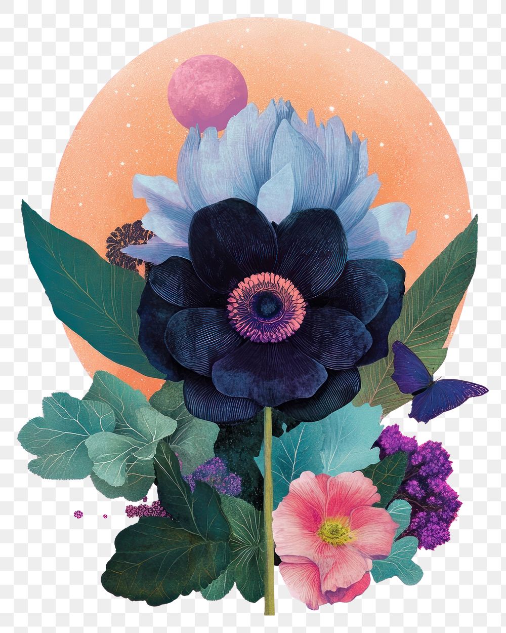 PNG Flower flowers illustration composition.