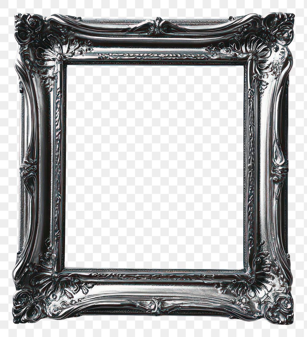 PNG Silver Square Vintage Picture Frame vintage silver frame.