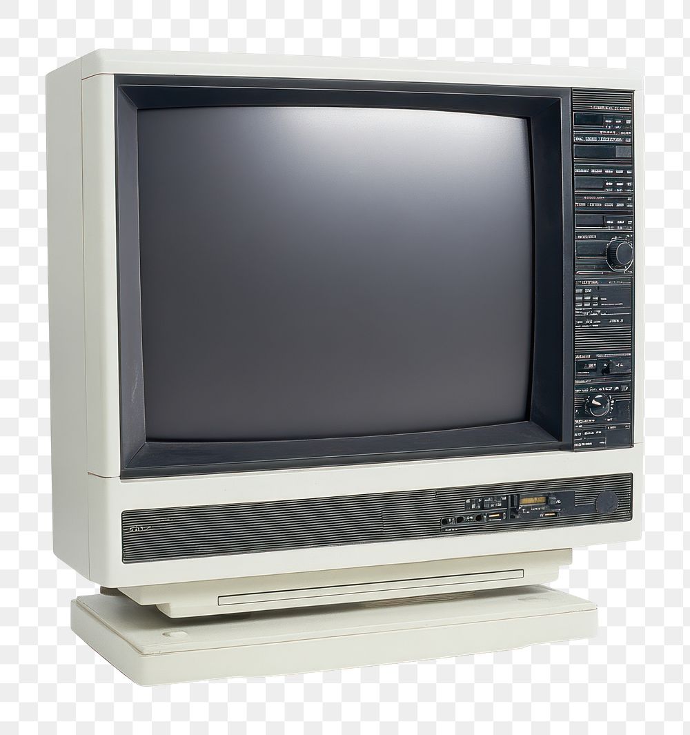 PNG 90s TV with blank screen electronics television monitor.