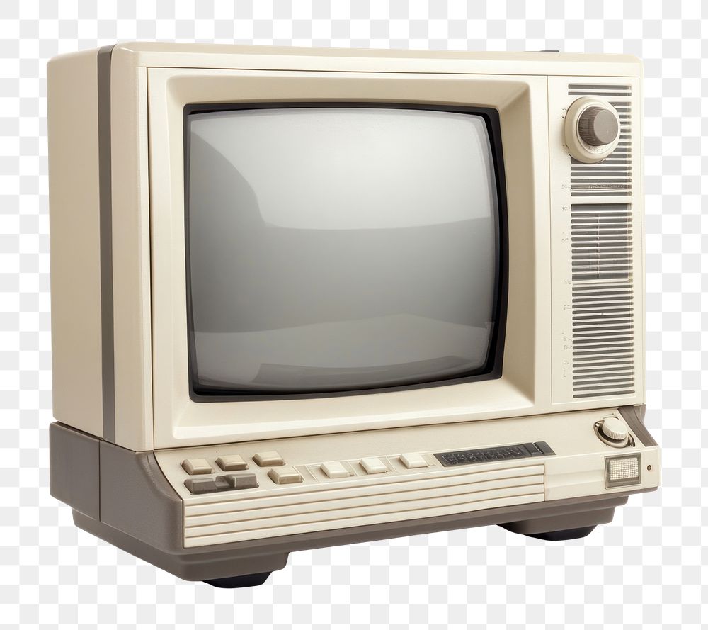 PNG 90s TV with blank screen electronics computer monitor.