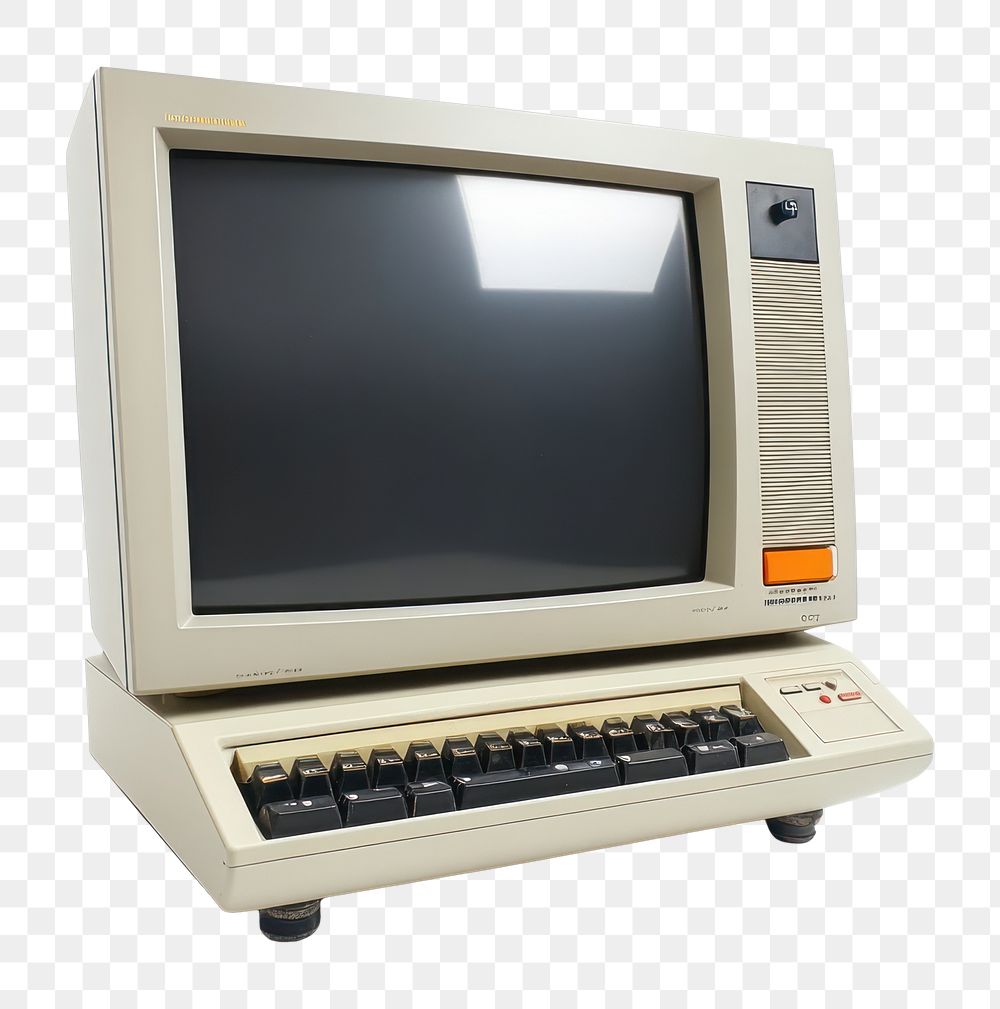 PNG 90s TV with blank screen electronics computer vintage.