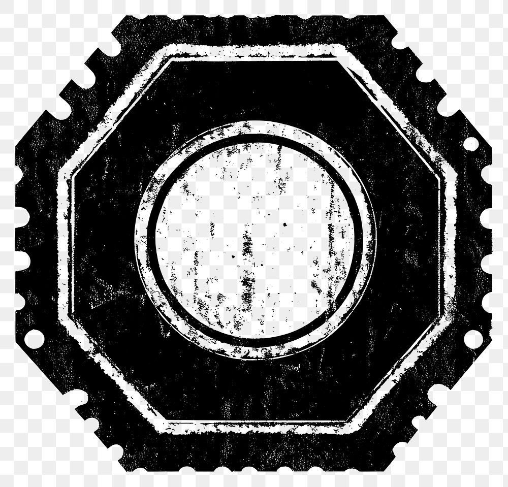 PNG Vintage hexagon postage stamp frame grunge black white.