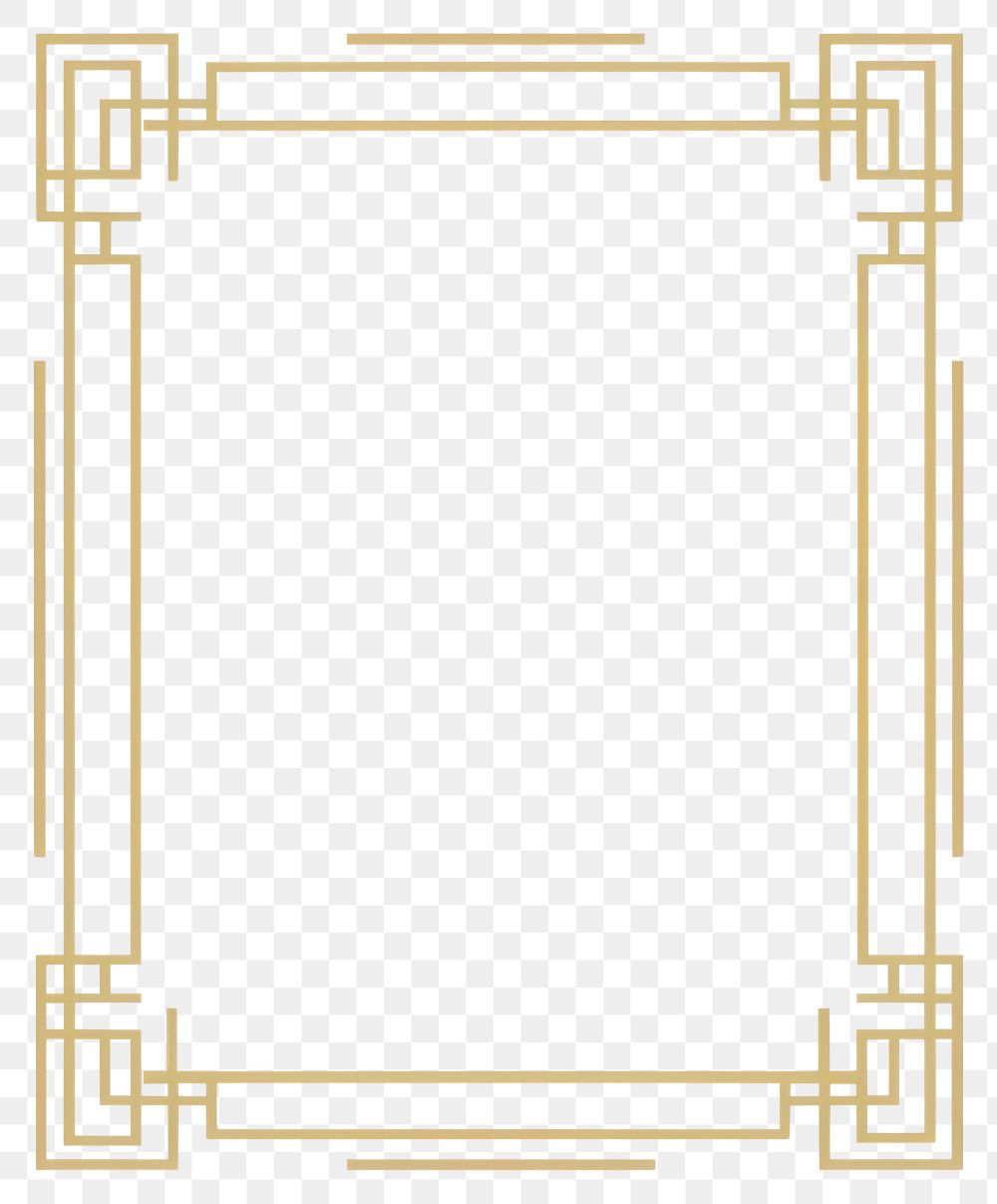 PNG Chinese golden border rectangular design style.