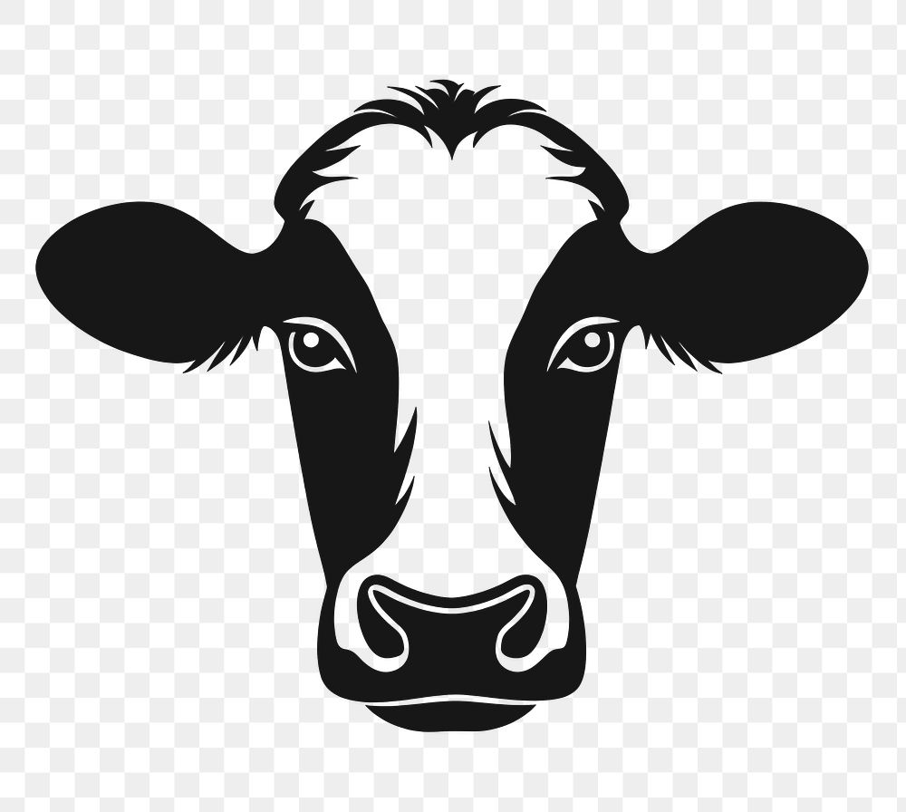 PNG Ox face linear illustration animal black.