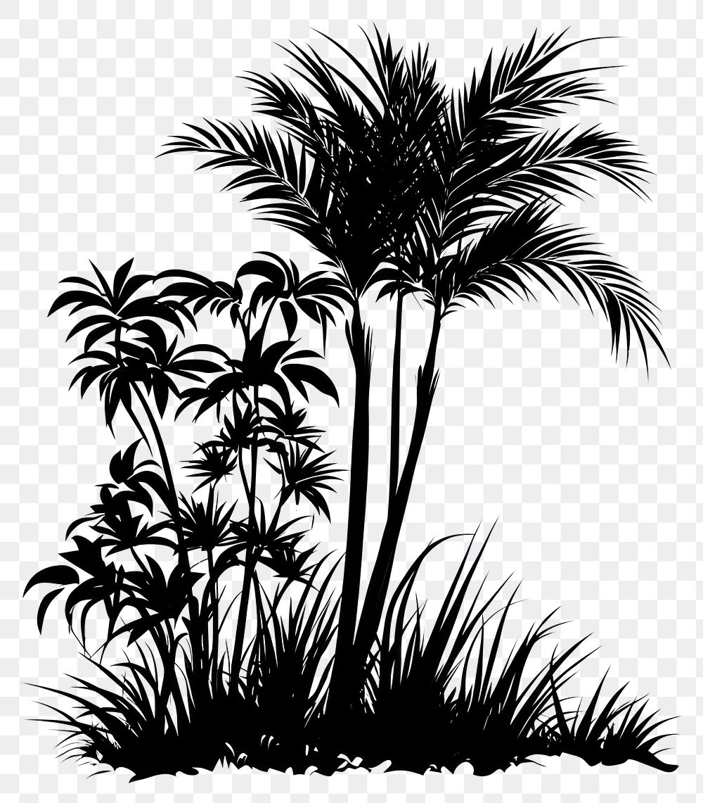 PNG Silhouette illustration tropical plants.