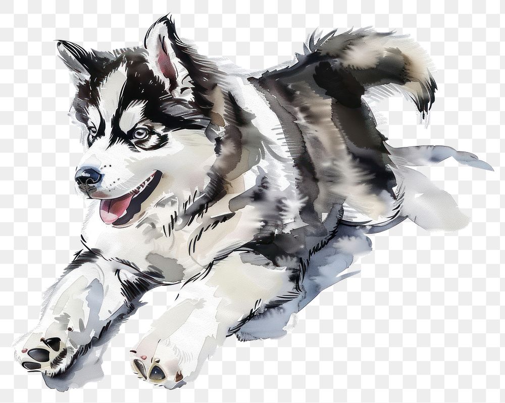 PNG Baby siberian husky character dog illustration animal.