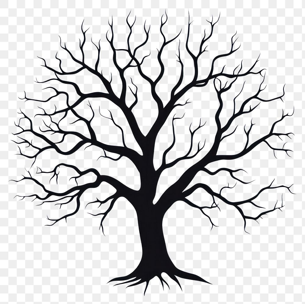 PNG Oak tree silhouette illustration black.