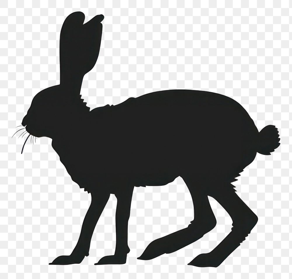 PNG Hare walking silhouette illustration animal.