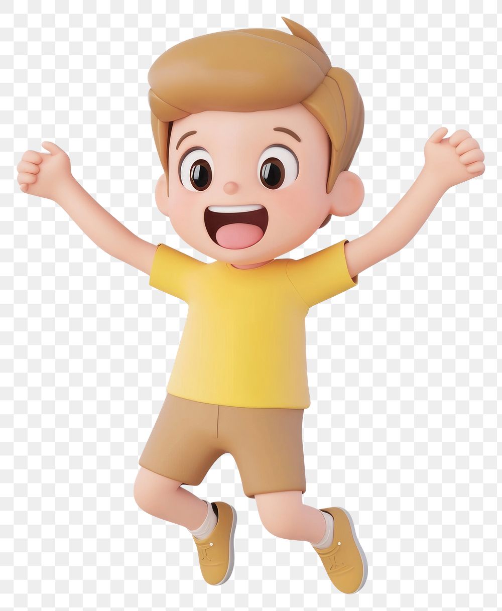 PNG Cute boy Excitement illustration cartoon jumping.