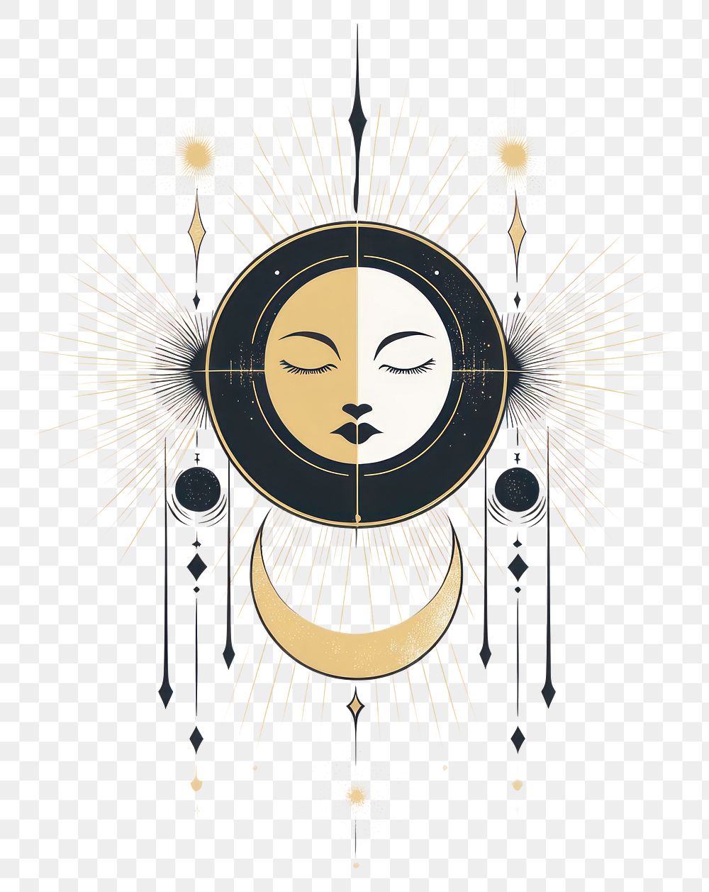 PNG Vector outline sun moon illustration elegant white.