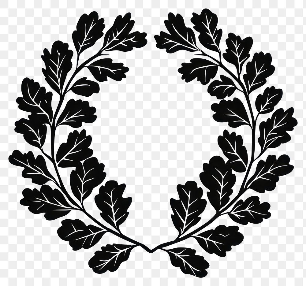 PNG Rounded oak leaves wreath leaf black art.