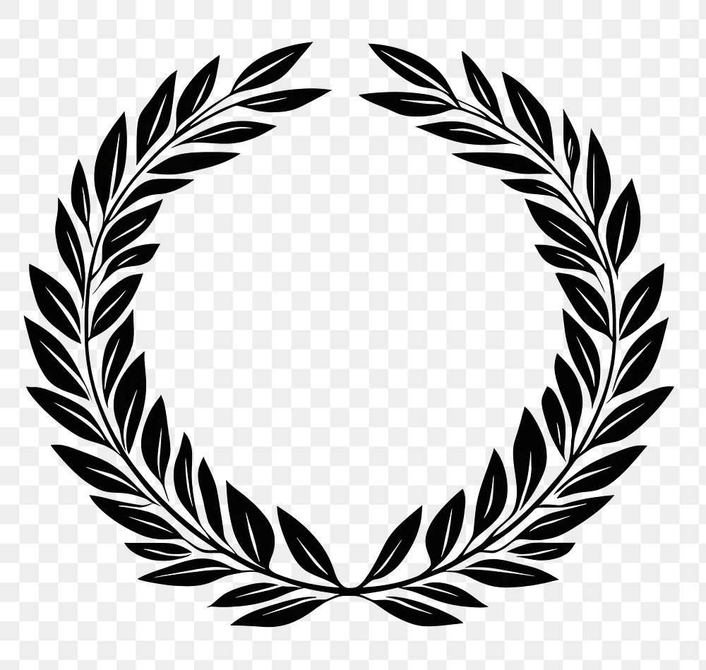 PNG Classic roman leaves wreath emblem symbol black.