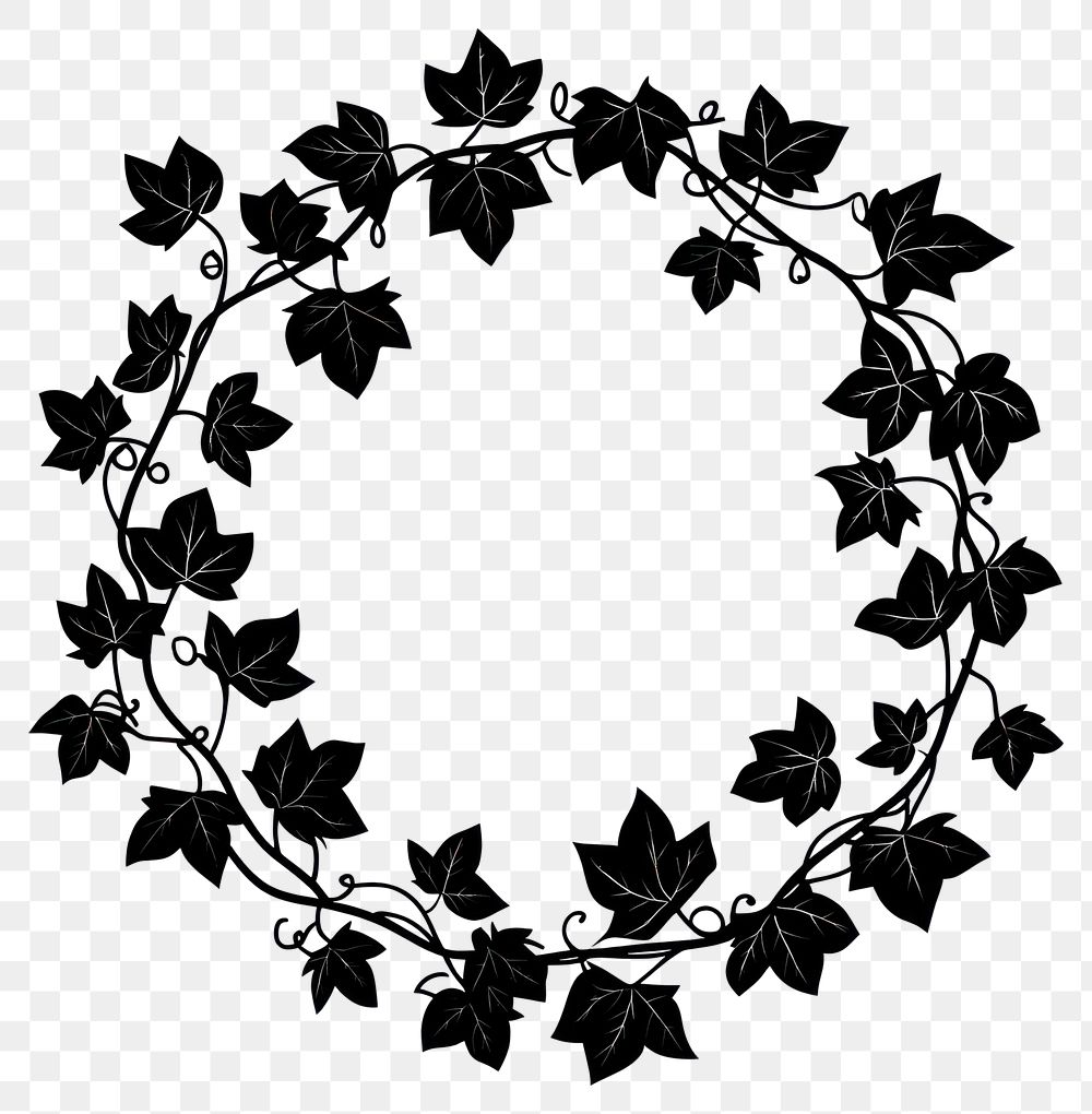 PNG Ivy vines leaves wreath leaf illustration silhouette.