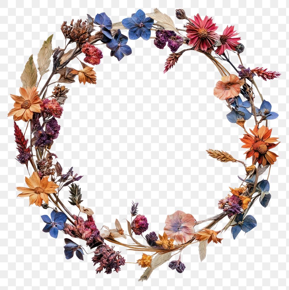 PNG Dried flower wreath flowers nature-inspired dried flowers.