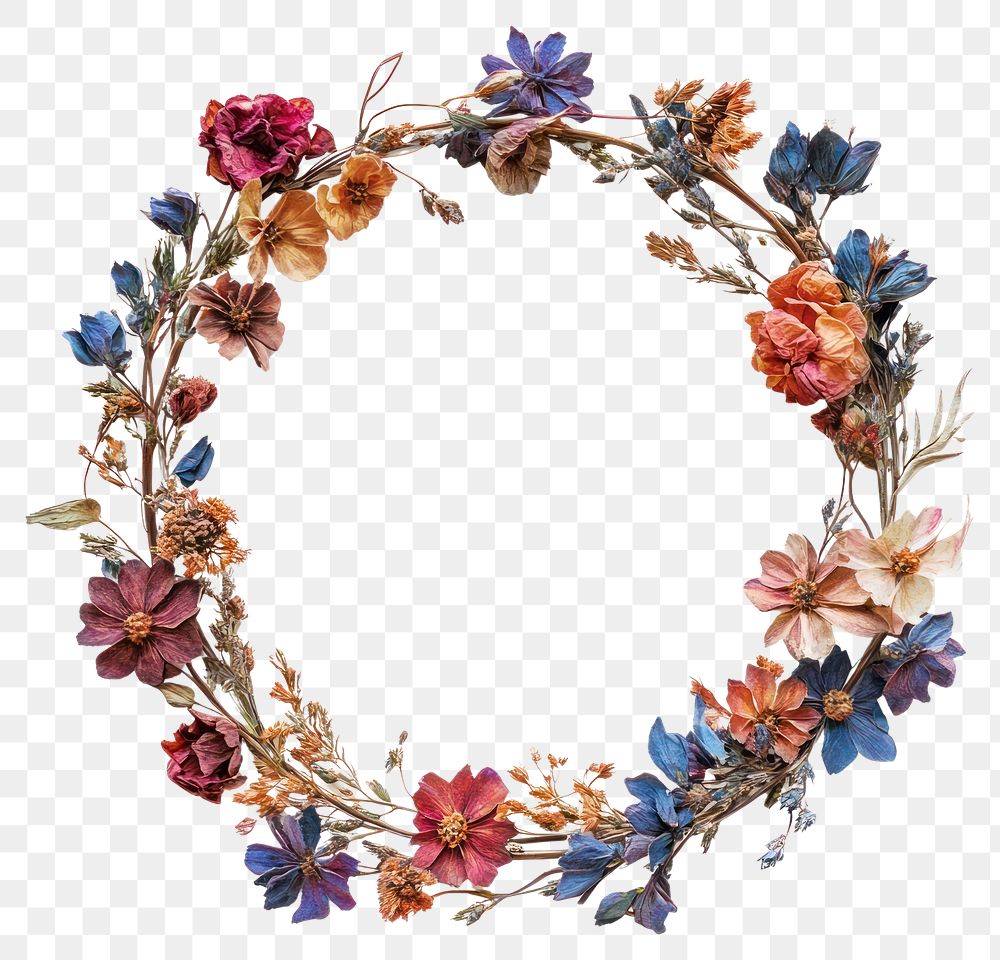 PNG Dried flower wreath flowers nature-inspired dried flowers.