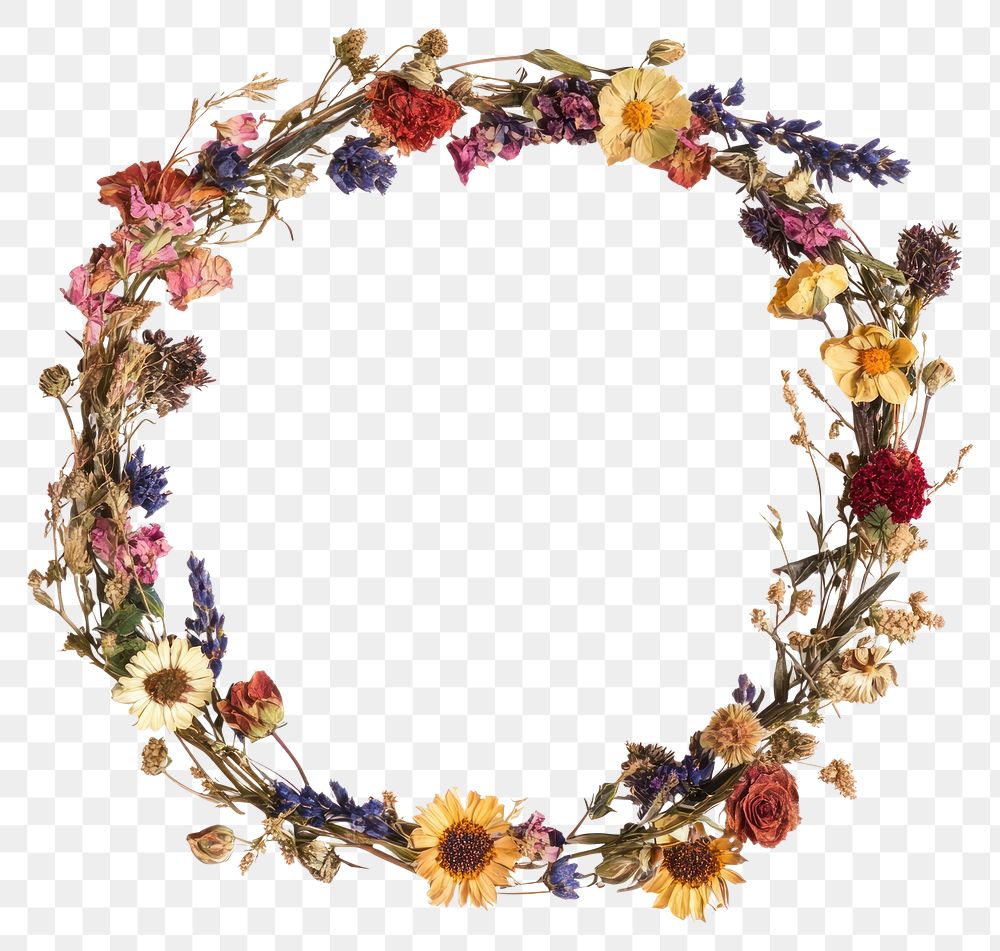 PNG Dried flower wreath flowers dried flowers accessories.