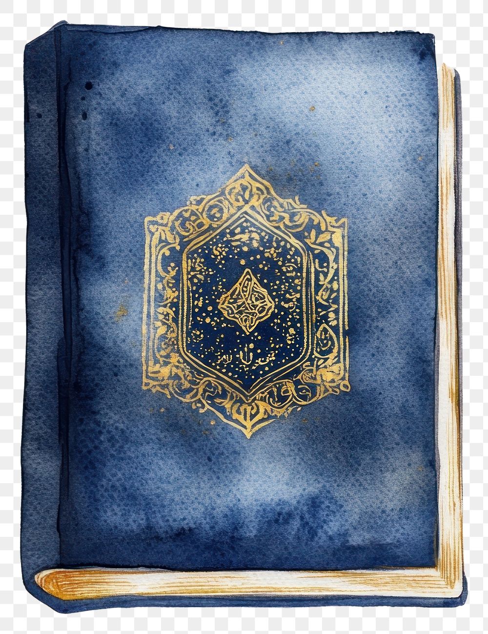 PNG Indigo quran illustration watercolor book.