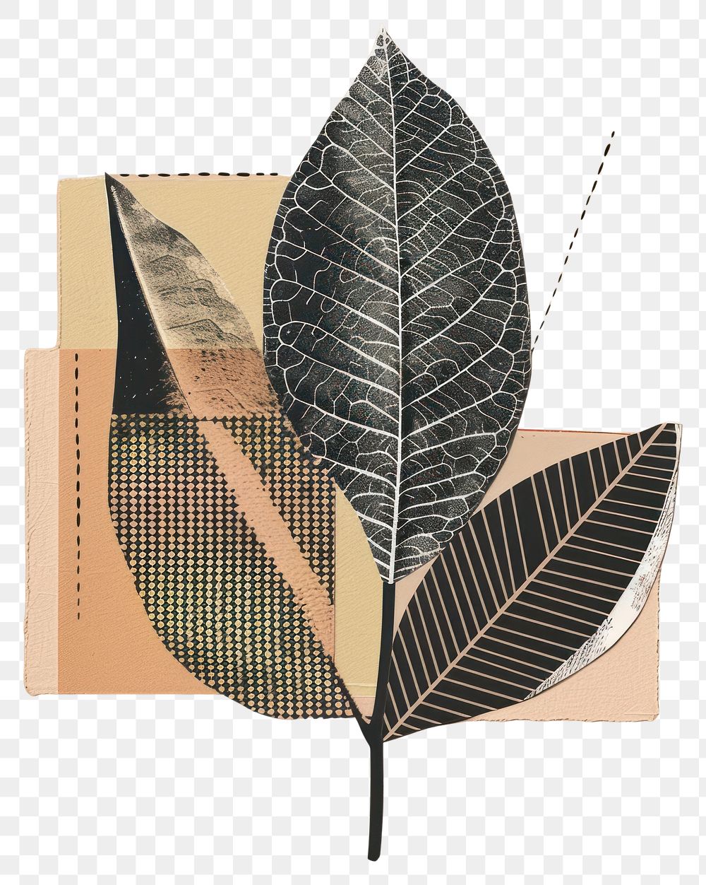 PNG Leaf retro paper collage background design art.