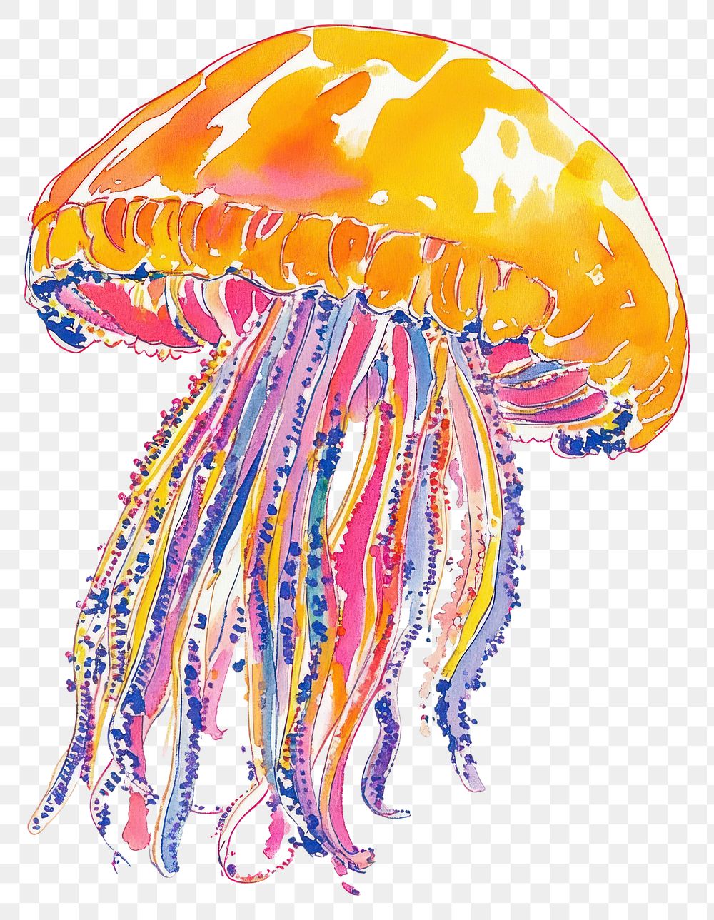 PNG Jellyfish jellyfish illustration watercolor.