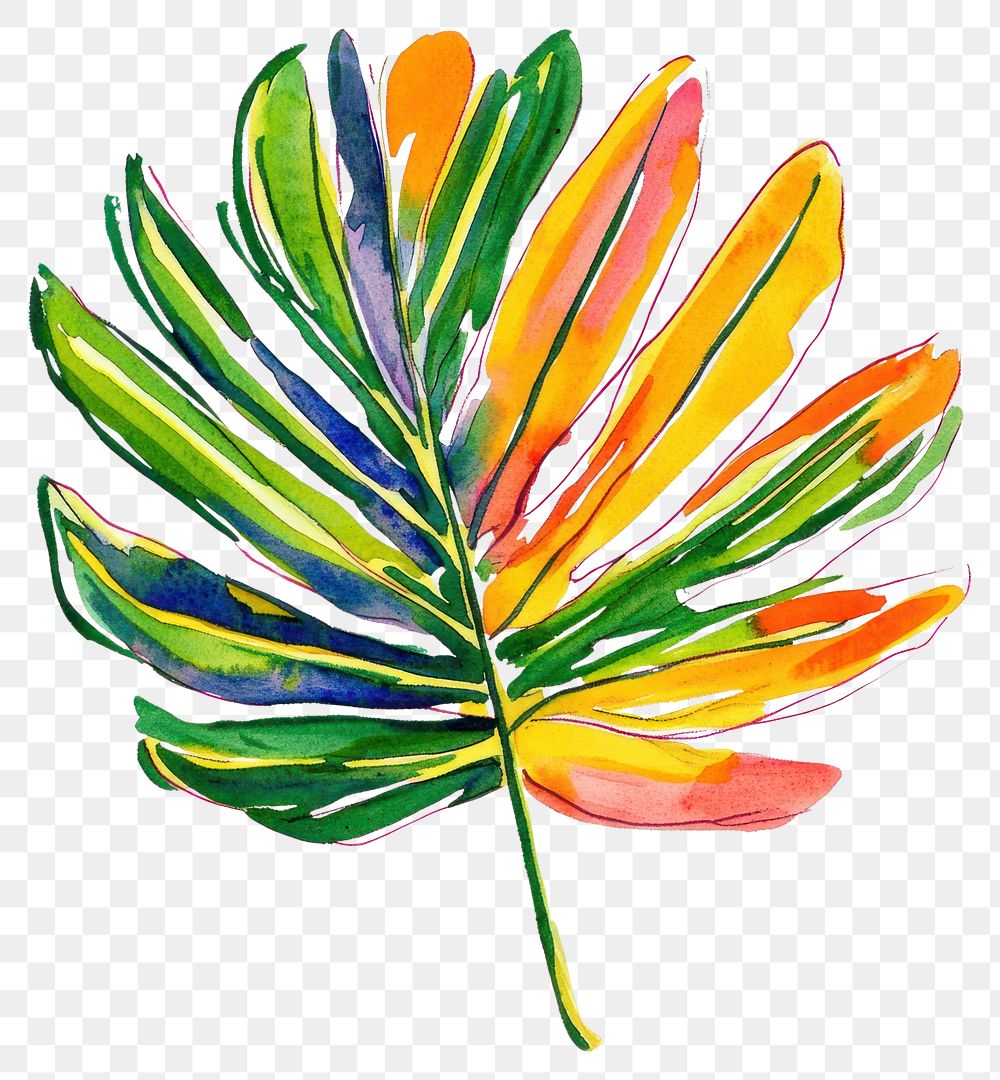 PNG Palm leaf illustration watercolor art.