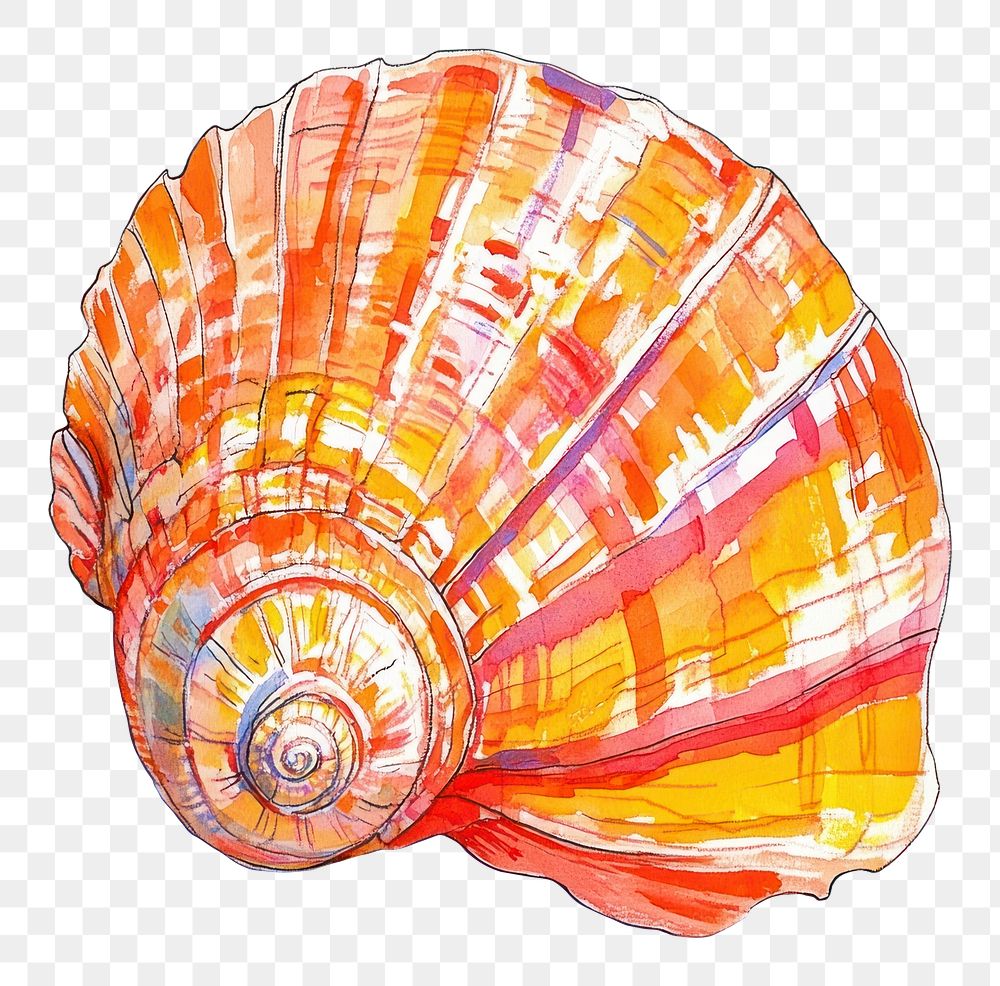 PNG Seashell illustration watercolor colors.