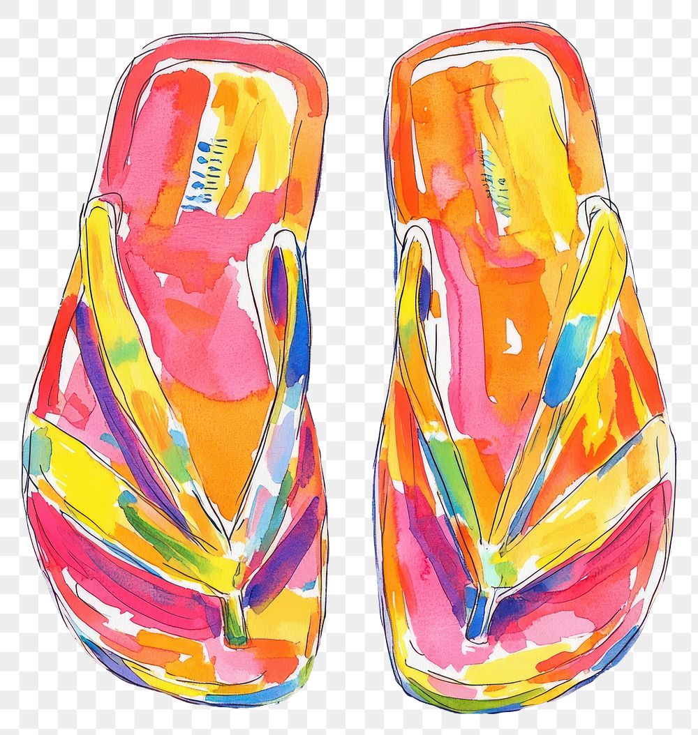 PNG Flip flops illustration watercolor flip-flops.