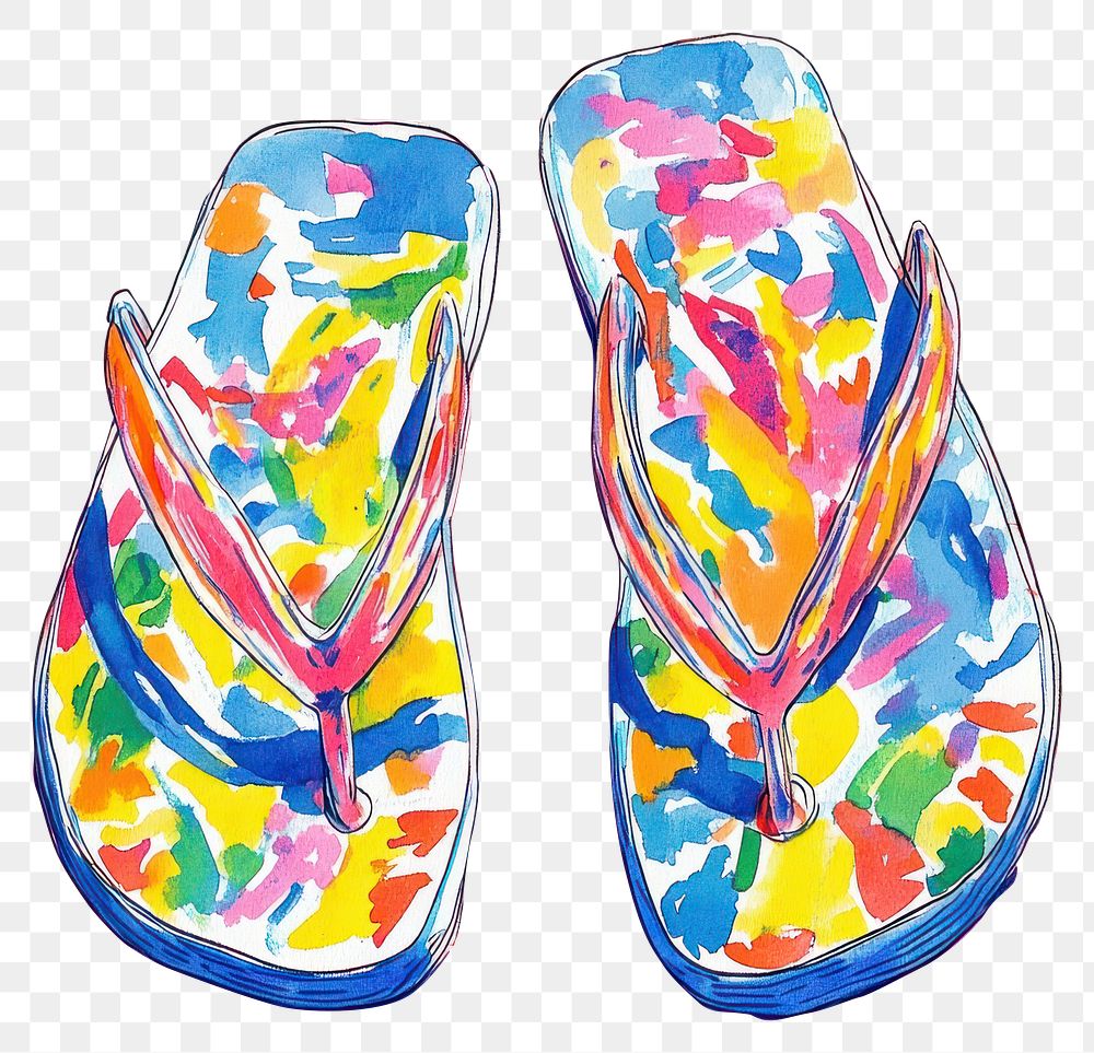 PNG Flip flops illustration watercolor flip-flops.