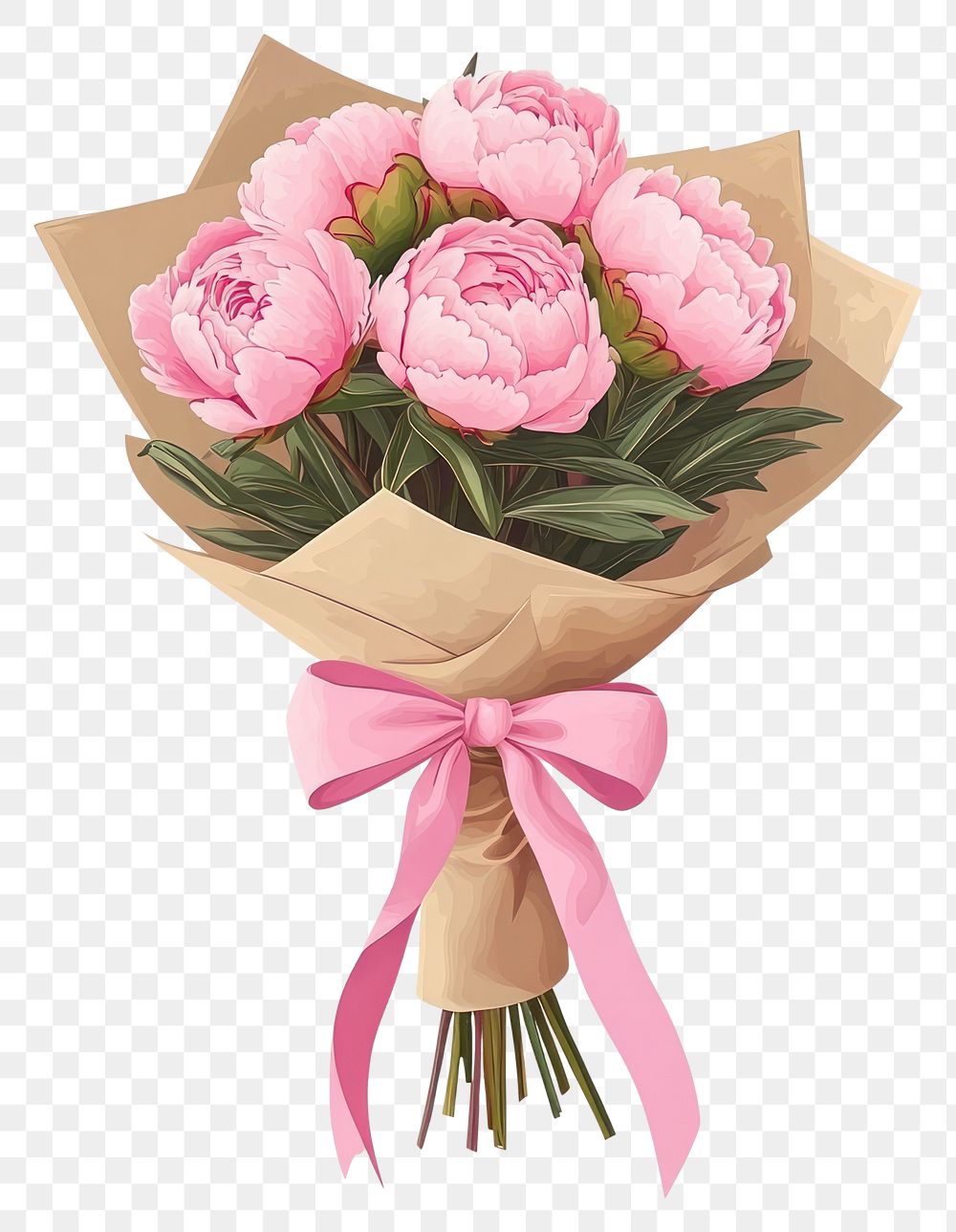 PNG Pink peonies bouquet illustration flowers peony.