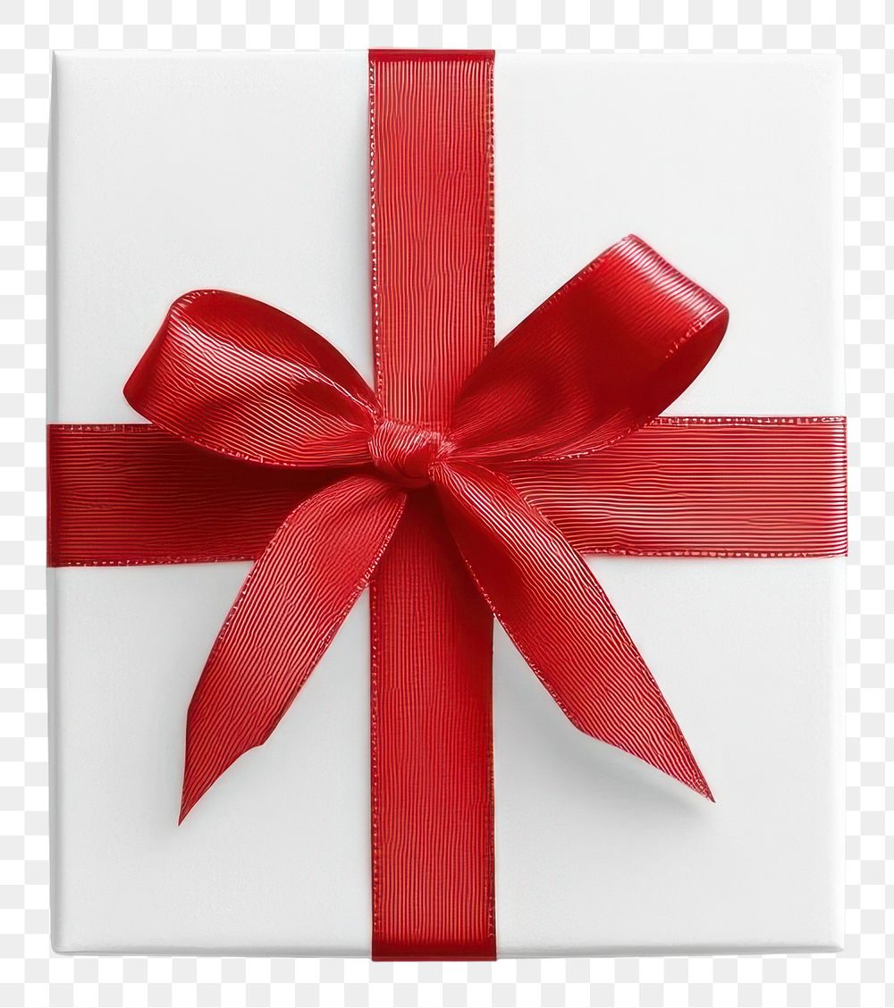 PNG White gift box ribbon white red.