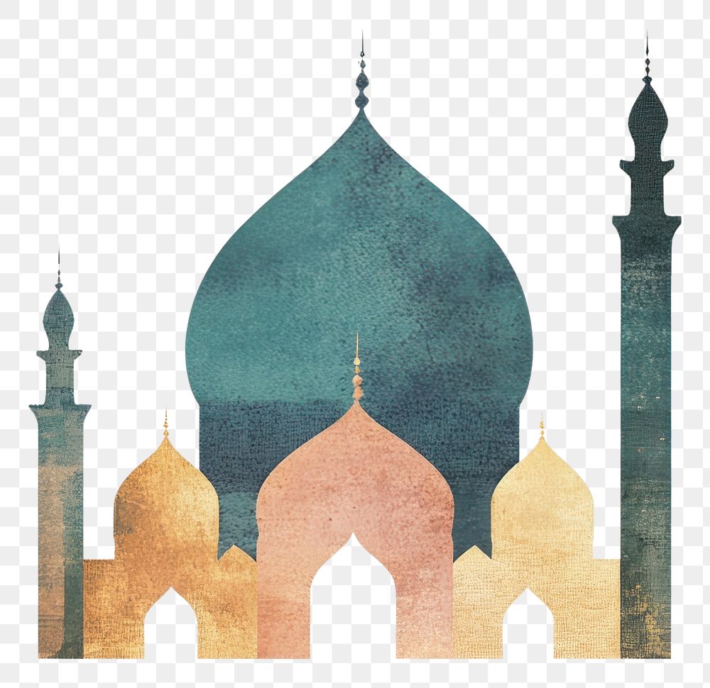 PNG Flat illustration of Ramadan mosque architecture silhouette.