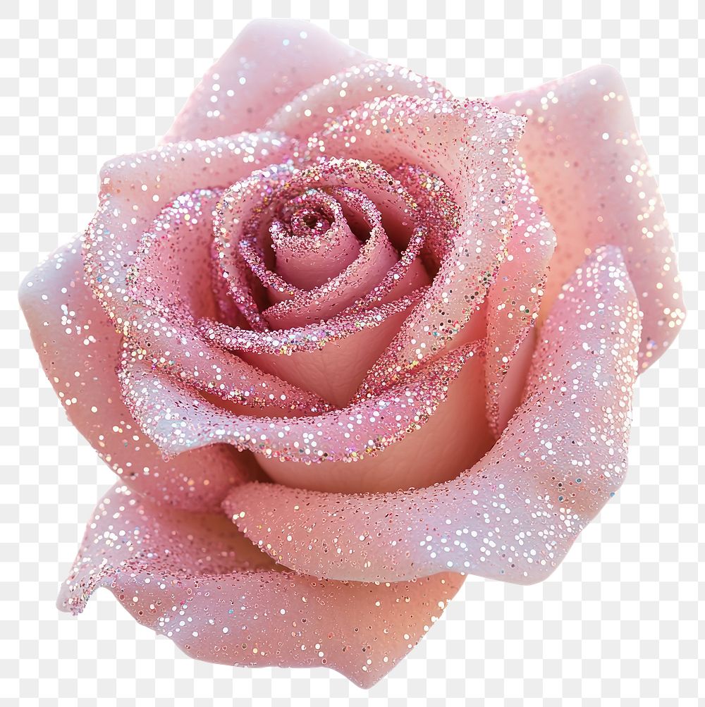 PNG Pink rose with glitter flower petal decorative.